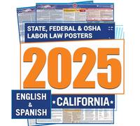 CA Labor Law Poster, 2020 Edition - State, Federal and OSHA Compliant Laminated Poster (California) (English and Spanish Bundle)