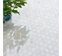 Ca’Pietra Athena White Satin Hexagon Marble Indoor Floor & Wall Tile, (L)287mm (W)278mm