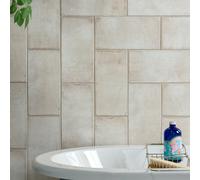 Ca’Pietra Digbeth Linen Gloss Brick Metallic Effect Ceramic Indoor Wall Tile, Pack Of 22, (L)300mm (W)150mm
