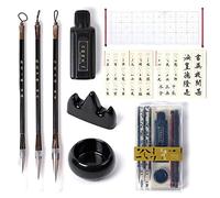 CA Society Chinese Calligraphy Set, Japanese Calligraphy Brush Gift Set, Brush Calligraphy Ink, Water Writing Cloth, 9 Pcs for Beginners