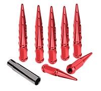 CA Supplies 20PCs 14x1.5 Spike RED Solid Steel Lug Nuts 4.5 INCHES Tall with Key