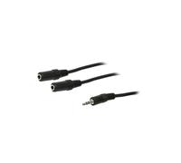 CA1046 Cable Jack 3.5mm Female x2, Jack 3.5mm Male 200mm Black LOGILINK
