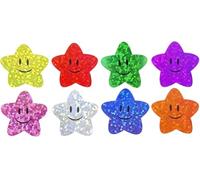 CAA Trading™ 100 x Cute Cartoon Smily Holographic Sparkle Star Reward Stickers Labels Scrapbook Rewards Well Done Teacher Smile Smiling (2.5cm) 25mm (100 Stickers)