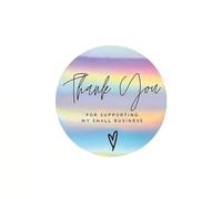 CAA Trading™ 100 x Holographic Thank You for Supporting My Small Business Stickers Love Heart Labels Gifts Crafts Presents Home Made Gifts Customer Appreciation (2.5cm) 25mm (100 Stickers)