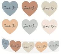 CAA Trading™ 100 x Pastel Coloured Heart Thank You Stickers Labels Gifts Crafts Presents Home Made Gifts Customer Appreciation (2.5cm) 25mm (100 Stickers)