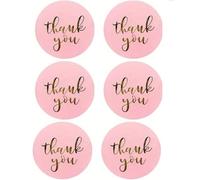CAA Trading™ 100 x Pink Thank You Stickers Gold Lettering Labels Gifts Crafts Presents Home Made Gifts (2.5cm) 25mm (100 Stickers)