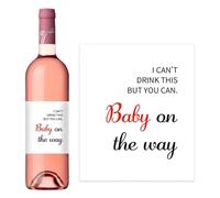 CAA Trading™ 2 x Wine Bottle Sticker I Can't Drink This But You Can Label Alcohol Pregnancy Announcement Best Friend Friends Grandma Grandad Design 1 (2 Label Stickers)
