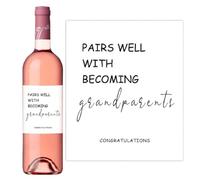 CAA Trading™ 2 x Wine Bottle Sticker "Pairs Well with Becoming Grandparents" Label Alcohol Pregrancy Announcement Grandma Grandad (2 Label Stickers)