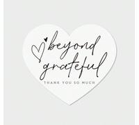 CAA Trading™ 50 x White Beyond Grateful Thank You Heart Shaped cards Thank you so much customer appreciation Friendship (50 Cards)