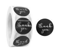 CAA Trading™ 500 x Black Thank You Stickers Silver Lettering Labels Gifts Crafts Presents Home Made Gifts (2.5cm) 25mm (500 Stickers)