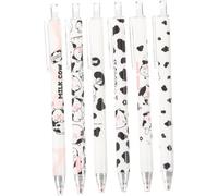 CAA Trading™ 6 x Novelty Milk Cow Black Gel Ink Pens School Cow Themed (6 Pens)