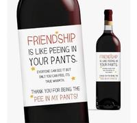CAA Trading™ Friendship is Like Peeing in Your Pants Wine Bottle Label Sticker Alcohol Label Best Friend Special Friends Colleague (1 Label Sticker)