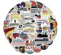 CAA Trading™ Pack of 50 Nashville Tennessee USA State Waterproof Vinyl Stickers United States of America Music City 5cms (50 Stickers)