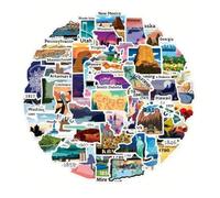 CAA Trading™ Pack of 50 USA States Waterproof Vinyl Stickers United States of America Hawaii Oregon Texas (50 Stickers)