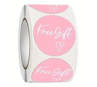 CAA Trading Pink Gift Stickers (500 Stickers, 2.5cm, Roll, Round, Paper, Indoor, Solid)