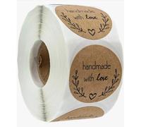 CAA Trading™ Roll of 500 x Handmade with Love Heart Stickers Labels Gifts Crafts Presents Home Made Gifts (2.5cm) 25mm (500 Stickers)