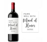 CAA Trading™ Wine Bottle Sticker Pairs Well with Maid of Honor Duties Label Alcohol Wedding Honour Bridesmaid (1 Label Sticker)
