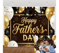 Caaerttply 10x8ft Happy Father's Day Black and Gold Backdrop Best Dad Balloon Decoration Background Party Banner Supplies Home Decor Portrait Photo Booth Studio Props