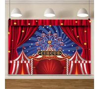 Caaerttply 10X8ft Red Circus Backdrop Carnival Theme Circus Tent Ferris Wheel Decorations Photography Background for Child Birthday Party Newborn Photo Booth Cake Table Decor Banner Photo Props