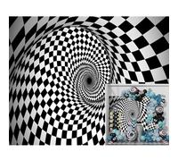 Caaerttply Black and White Vortex Photography Backdrop 3D Abstract Swirl Backdrop Spiral Endless Tunnel Black White Check Backdrop Kids Birthday Party Decor Adults Portrait Photo Props 10x8ft
