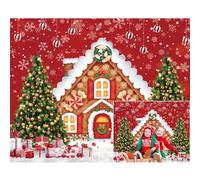 Caaerttply Christmas Backdrop - Winter Merry Christmas Photo Backdrop 10x8ft Gingerbread House Xmas Tree Gift Background Party Decor Prop
