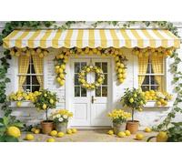 Caaerttply Lemon Theme Backdrop 10x8ft for Summer Fruit Shops Yellow Lemon Tent Background Children Birthday Party Girl Portraits Baby Shower Decoration Photo Studio Props