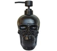 Caahanjia Ceramic Skull Soap Dispenser, Refillable Halloween Liquid Hand Soap Dispenser for Bathroom and Kitchen, Halloween Skull - Black