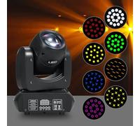 CaalLogt LED Moving Head Light Beam Light 120W Stage Light with 8 GOBOs 8 Colors 18 Prism Rotating Lights DMX512 Sound-Activated Auto Control Modes for KTV Bar Disco Wedding Party Live Show