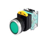 CAARLA Metal Pushbutton Switches LA115-A5 Series Momentary/Self-Latching Type Large Head Push Button Switch 1NO/1NO1NC with L+E+D Illuminate(Green,MOMENTARY_1NO_12V)