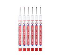 CAARLA Nib Head Markers Deep Hole Long Nib Scriber 6 Pcs/Set 20mm Long Head Markers Pen Bathroom Woodworking Decoration Multi-Purpose Deep Hole Marker Pens Pen Red/Black/Blue Ink(6 Pcs-Red)