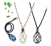 CAASFOOY Necklace in with Braided Waxed Cotton Cord, 2 Pieces Hollow Stone Holder, Adjustable Stone Pendant for Women and Men, DIY Jewellery, 0