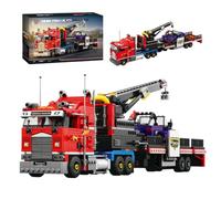 Cab Over Truck Building Blocks Kit, Heavy Duty Semi Trailer Model, 1387 PCS