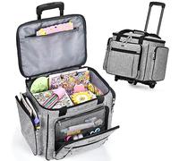 CAB55 Rolling Craft Bag, Rolling Tote Bag with Wheels for Women, Rolling Teacher Bag with Removable Folding Hand Trucks-Grey, Gray
