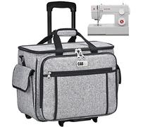 cab55 Rolling Sewing Machine Case, Detachable Rolling Sewing Machine Carrying Case on Wheels, Trolley Tote Bag with Removable Bottom Wooden Board for Most Standard Sewing Machine and Accessories