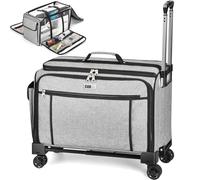CAB55 XXL 23-Inch Rolling Sewing Machine Case with 4 Wheels, Extra Large Carrying Case for Professional Embroidery and Heavy Duty Sewing Machines with Bottom Support Board (Gray)