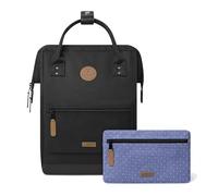 Cabaïa - Adventurer Backpack - Water Repellent - Laptop Compartment up to 15" - 2 Interchangeable Pockets - Vegan Certified - Travel, Work and School Backpack - Black, Berlin, Medium 18L