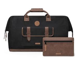 CABAIA Travel Bag with Laptop Compartment Adventurer Waxed Cotton Duffle Bag Trogir Black