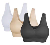 Cabales Women's Pull On Style Seamless Comfortable Yoga Bra with Removable Pads, Ca-222-01, 3X-Large