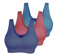 Cabales Women's Seamless Bras for Yoga Fitness Running Workout Low Impact Sports Bras with Removable Pads, Navy-blue-wine, 6X-Large