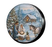 Caballo Del Árbol De Navidad De La Natividad Funda Protectora Para Neumáticos Impermeable Funda Rueda Repuesto Durable Cubierta Para Ruedas De Repuesto Para Trailer Suv Remolques