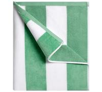 cabanana Large Oversized Beach Towel - 35 x 70 Inch Cotton Pool Towel, Green Striped Soft Cabana Swim Towel