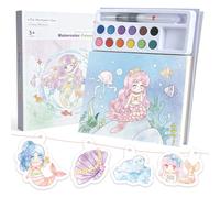 cabaro 3-in-1 Watercolour Paint Set, Mess Free Colouring Book Kids Age 3+ | Mermaid Travel Water Colour Paints Sets, Portable Magic Painting Book, Art & Craft Activity Book for Early Development