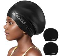 Cabaubl 2 Pack Kids Swim Cap for Long Hair, Silicone Swimming Cap