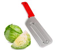 Cabbage Knife Slicer Shredder for Sauerkraut and Coleslaw - Stainless Steel Chopper With Two Sharp Blades, Plastic Handle (Red)