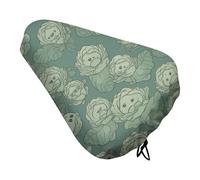 Cabbage Pattern Bike Seat Cover for Men Women Water Repellent Exercise Bike Seat Cushion Adjustable Bicycle Seat for Outdoor Biking