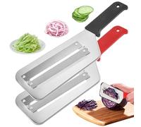 Cabbage Shredded, Cabbage Shredder 2 PCS Sharp Stainless Steel Blade Cabbage Slicer Shredder Skidproof Cabbage Slicer Double-layer Cabbage Shredded for Vegetable and Fruit Black & Red