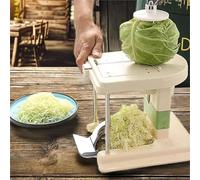Cabbage Shredder Manual Vegetable Slicer with 3 Interchangeable Stainless Steel Blades, Hand Crank Kitchen Chopper for Coleslaw Salad Stir Fry, Non-Slip Base, White