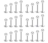 CABBE KALLO 24 Pack 16G 316L Labret Studs, Tragus Helix, 6-12mm Bar Length