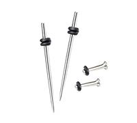 CABBE KALLO 316L Surgical Steel Ear Gauge Stretching Kit, Tapers and Tunnels Set, 14G-00G Sizes, Hypoallergenic Single Flare with O-Rings for Body Piercing (Silver Tone, (Gauge:0G(8mm)))