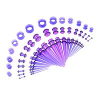 CABBE KALLO 50pcs Ear Stretching Kit Silicone Tunnels Acrylic Tapers and Plugs 14G-00G Gauges Set Eyelet Expanders for Women Men Body Piercing Jewelry, 14G, 12G, 10G, 8G, 6G, 4G, 2G, 0G, 00G, 1/2inch